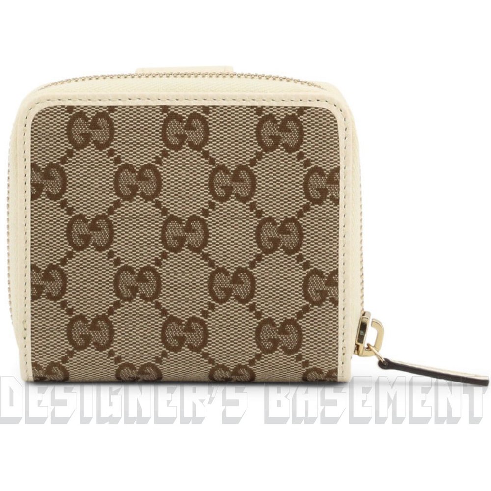 GUCCI Zip Around Original GG canvas with white leather trim French pouch Wallet - Picture 4 of 6